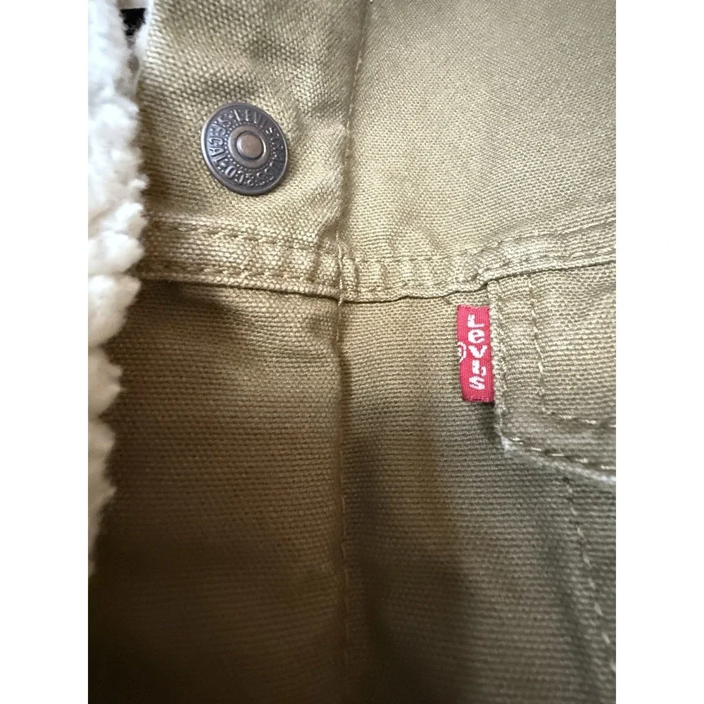 Levi's Canvas Type III Sherpa Trucker Jacket Coat Brown Size Medium‎